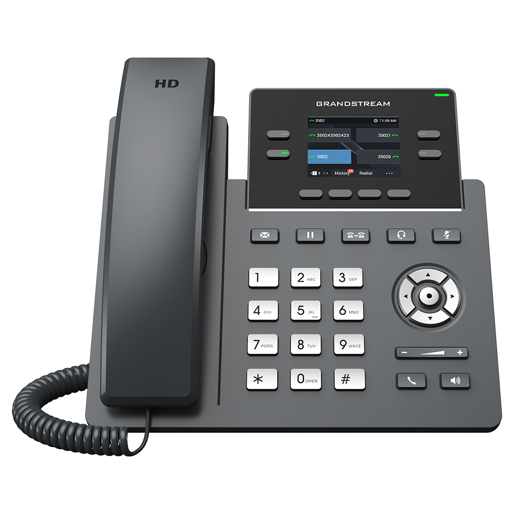 Grandstream 4 Lines, 2 SIP Accounts, 2.4 in scrn, PoE, Color GRP2612P