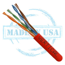 Load image into Gallery viewer, Vertical Cable 166-257/P/RD CAT6, 550 MHz, UTP, 23AWG, 8C Solid Bare Copper, Plenum, 1000ft, Bulk Ethernet Cable - Made in USA, Red
