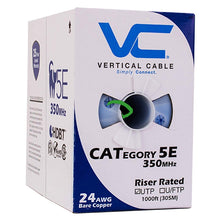 Load image into Gallery viewer, Vertical Cable Cat5e, 350 MHz, UTP, 24AWG, 8C Solid Bare Copper, 1000ft, Bulk Ethernet Cable - 151 Series, Green 151-103/GR
