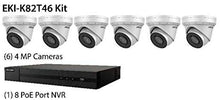 Load image into Gallery viewer, HIKVISION EKI-K82T46 4K Value Express Security NVR Kit Consisting of (1) ERI-K108-P8 8 Channels POE NVR + (6) ECI-T24F2 4MP IR Outdoor Dome Cameras
