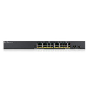 Zyxel 24-Port Gigabit PoE Switch | Smart Managed | Rackmount | 24 PoE+ Ports with 170 Watt Budget and 2 SFP Port | VLAN, IGMP, QoS | Lifetime Warranty [GS1900-24HPv2]