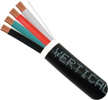 Load image into Gallery viewer, Vertical Cable High Strand Audio Cable, UV Rated Outer Jacket, Direct Burial, 14AWG, 4 Conductor, Stranded (105 Strand), 500ft, Pull Box, Black 209-2321/DB
