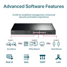 Load image into Gallery viewer, TP-Link Jetstream 16 Port Gigabit PoE Switch | 16 PoE+ Ports @192W, w/ 2 SFP Slots | Easy Smart | Rackmount | Support Vlan, QoS and IGMP TL-SG1218MPE
