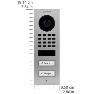 DoorBird IP Video Door Station D1102V Surface-mount, stainless steel V2A, brushed, 2 call buttons, incl. surface-mounting housing