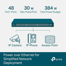Load image into Gallery viewer, TP-Link TL-SG3452P Jetstream 48 Port Gigabit L2+ Managed PoE Switch 48 PoE+ Port @384W, 4 x SFP Slots Omada SDN Integrated Limited Lifetime

