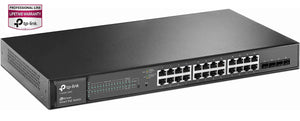 Bonus Bundle with Cat6 5ft Patch Cords and TP-Link JetStream T1600G-28PS 24-Port Gigabit PoE+ Smart Managed Pro Switch w/ 4x Fiber up-link Slots, 192W