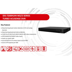 Hikvision iDS-7216HUHI-M2/S 16 Channel 5MP H.265 AcuSense DVR Digital Video Recorder, up to 8 MP IP/TVI Camera & 5MP AHD, 4MP CVI, 4K HDMI and VGA Output, Compatible with Hik vison, English Version