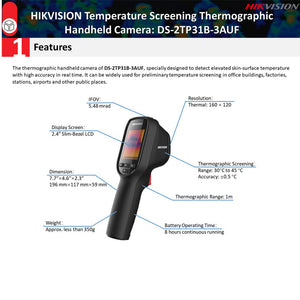 Hikvision Body Thermal Imager Camera - Thermographic Temperature Screening Handheld Camera DS-2TP31B-3AUF