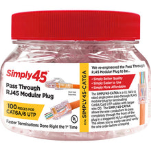 Load image into Gallery viewer, Simply45 Cat 6a UTP Unshielded RJ45 Pass-Through Modular Plug (100-Piece Jar)
