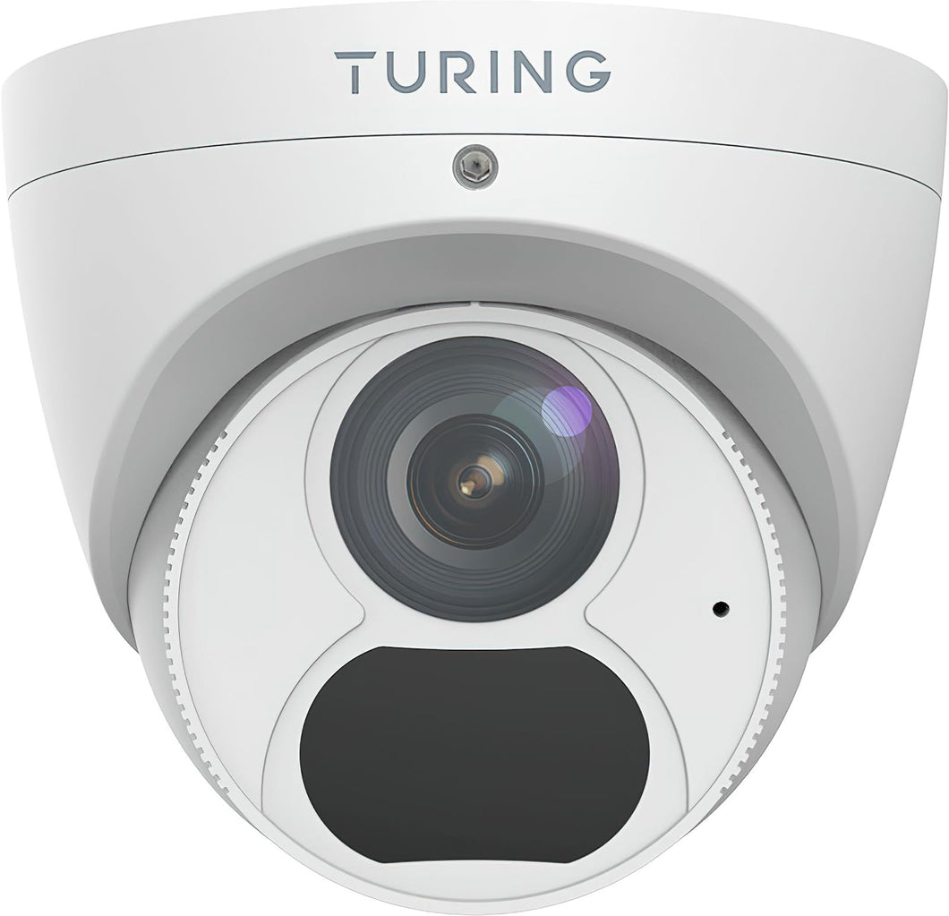 Turing TP-MED8M28 Smart Series 8MP IR Turret IP Camera, White; 2.8mm Fixed Lens; Face Recognition, People and Car Detection with Smart Series NVR Bridge