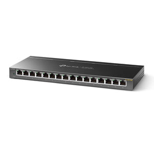 TP-Link 16 Port Gigabit Switch Unmanaged Pro Easy Smart Shielded Ports Fanless Desktop Sturdy Metal Traffic Optimization TL-SG116E Black