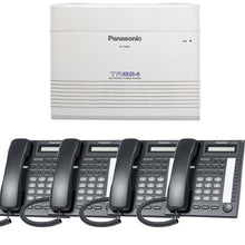 Load image into Gallery viewer, Panasonic Small Office Business Phone System Bundle Brand New includiing KX-T7730 4 Phones Black and KX-TA824 PBX Advanced Phone System With 1 Year Warranty Sold by Phone Source Direct USA
