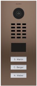 DoorBird IP Video Door Station Flush-mounted, Brushed Stainless Steel Call buttons Multi Tenants - Access Control- POE Capable (Bronze Stainless Steel / 3 Call Buttons)