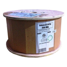 Load image into Gallery viewer, Vertical Cable CAT5E, Shielded Dual Jacket, Direct Burial, 1000ft, Black, Bulk Ethernet Cable, Wooden Spool
