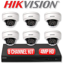 Load image into Gallery viewer, Hikvision DS-7608NI-Q2/8P 8CH 8 POE NVR Includes a 2TB HDD &amp; 6pcs DS-2CD2143GO-I 2.8mm 4MP POE Dome Camera Kit
