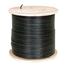 Load image into Gallery viewer, Vertical Cable Cat6, UTP, UV Jacket, Outdoor, CMX, Messenger, 1000ft, Black, Bulk Ethernet Cable, Wooden Spool
