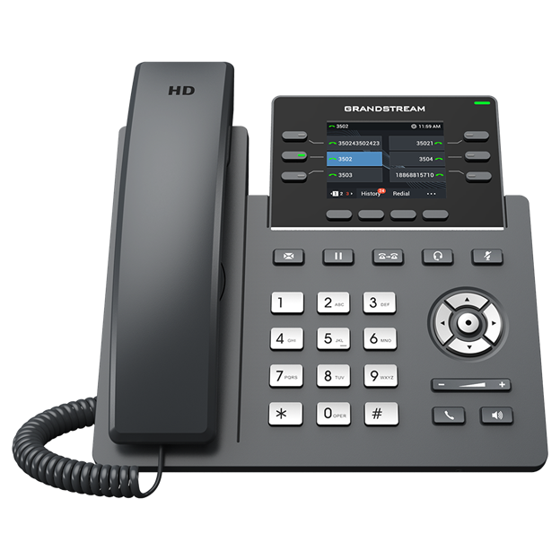 Grandstream 6 Lines, 3 SIP Accounts,  2.8 in scrn, PoE + GigE, Color GRP2613