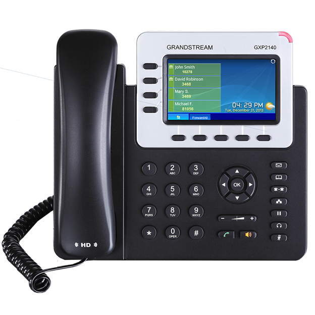 Grandstream 4 Lines, 4 SIP Accounts, PoE + GigE, Color GXP2140