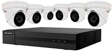 Load image into Gallery viewer, HIKVISION EKI-K82T46 4K Value Express Security NVR Kit Consisting of (1) ERI-K108-P8 8 Channels POE NVR + (6) ECI-T24F2 4MP IR Outdoor Dome Cameras
