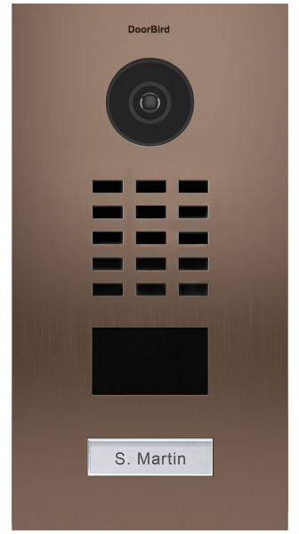 DoorBird IP Video Door Station D2101BV, Bronze Brushed Stainless Steel, Flush-mounted with HD Camera - POE Capable