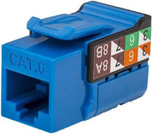 Load image into Gallery viewer, Vertical Cable CAT6 RJ45 Keystone Jack, V-Max Series - Blue Color - (25 pack)
