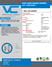 Load image into Gallery viewer, Vertical Cable Cat6, 550 MHz, UTP, 23AWG, Solid Bare Copper,1000ft, Bulk Ethernet Cable - 161 Series, Red 161-108/RD
