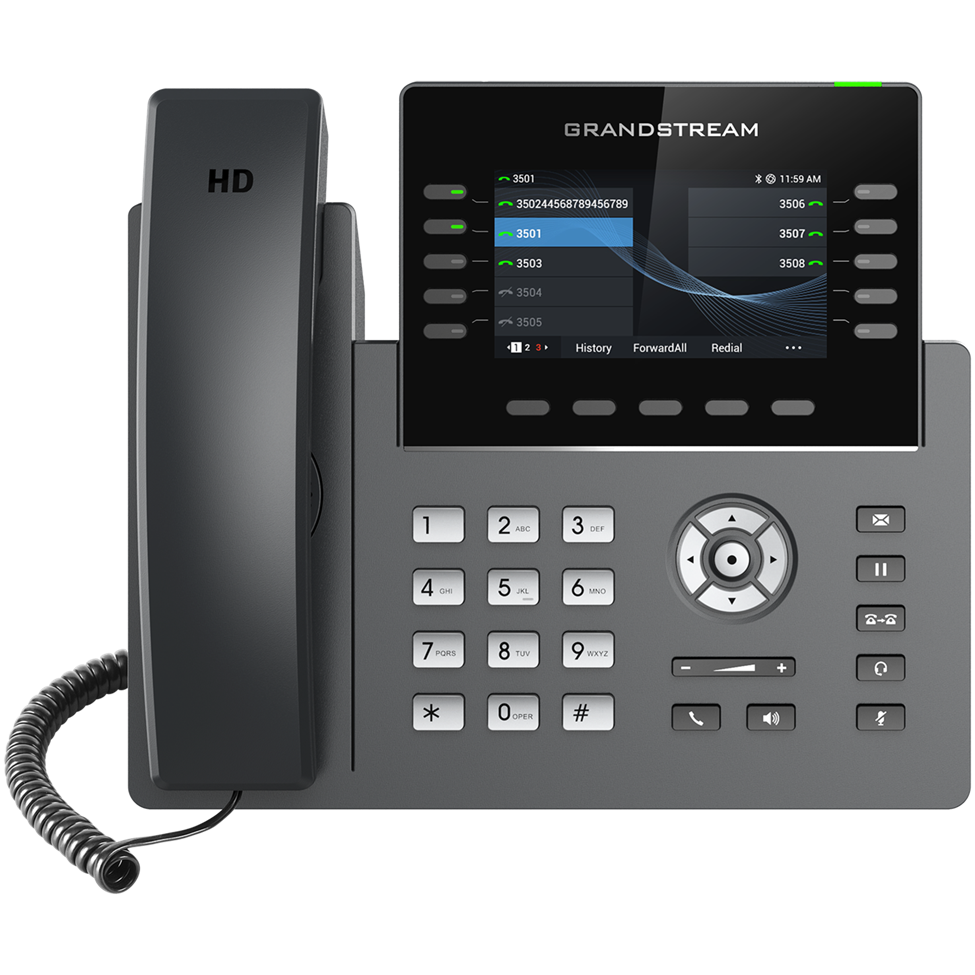 Grandstream 10 Lines, 16 SIP Sccounts, 4.3 in scrn, PoE, WiFi GRP2615