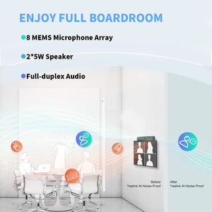 Yealink A30 MeetingBar Zoom Certified,Double Web Cameras with 8 Microphones and Speakers, Wide Angle, Auto Framing, Speaker Tracking, Audio and Video Conferencing System for Medium Conference Room