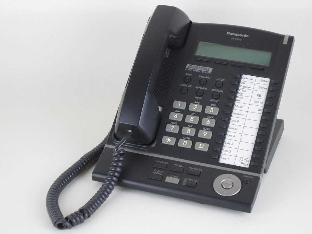 Panasonic KX-T7633-B Digital Telephone Black 3-Line LCD Proprietary Phone Requires Panasonic PBX