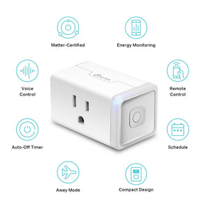 TP-Link Kasa Smart Wi-Fi Plug Slim, Energy Monitoring, Matter KP125MP2