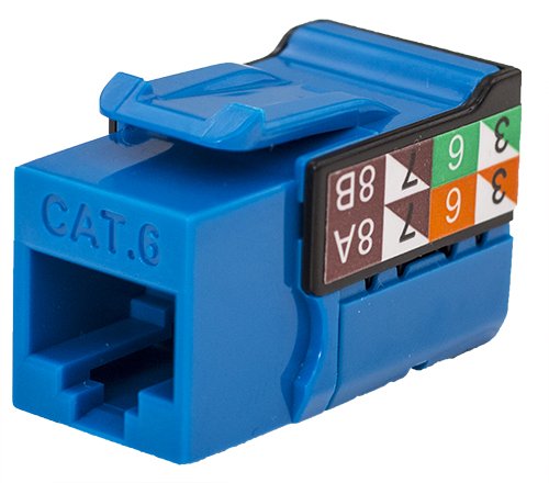 Vertical Cable CAT6 RJ45 Keystone Jack, V-Max Series - Blue Color - (50 pack) High Quality Data Outlet Female