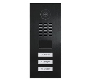 DoorBird IP Video Door Station D2103V, Aluminum, Powder-Coated, semi-Gloss, RAL 7016, incl. Flush-mounting housing, 3 Call Buttons