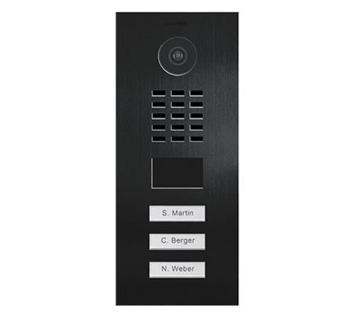 DoorBird IP Video Door Station D2103V, Aluminum, Powder-Coated, semi-Gloss, RAL 7016, incl. Flush-mounting housing, 3 Call Buttons