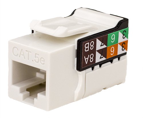 Vertical Cable CAT5E RJ45 Keystone Jack, V-Max Series - White Color - (50 pack) 351-V2621/WH