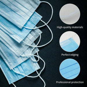 50-Pack Disposable Face Mask 3-Layer Earloop Blue KN90 N90 FFP1 Level with CE and FDA Certification