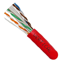 Load image into Gallery viewer, Vertical Cable Cat6A 10G, UTP, 23AWG, Solid Bare Copper, PVC, 1000ft Bulk Ethernet Cable, Red
