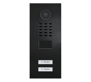 DoorBird IP Video Door Station D2102V, Aluminum, Powder-Coated, semi-Gloss, RAL 7016, incl. Flush-mounting housing, 2 Call Buttons,