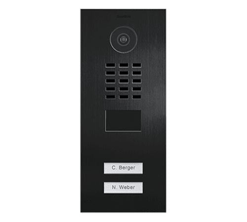 DoorBird IP Video Door Station D2102V, Aluminum, Powder-Coated, semi-Gloss, RAL 7016, incl. Flush-mounting housing, 2 Call Buttons,