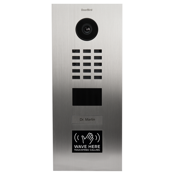 DoorBird IP Video Door Station D2101WV stainless steel V2A, brushed, incl. flush-mounting housing (vertical), 1 call button incl. stainless steel plate with bell symbol, Touch