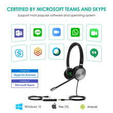 Load image into Gallery viewer, Yealink UH36-DUAL UH36 Dual Wired USB Headset - USB 2.0, 3.5mm Jack, Certified for use with Microsoft Teams
