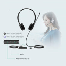 Load image into Gallery viewer, Yealink UH36-DUAL UH36 Dual Wired USB Headset - USB 2.0, 3.5mm Jack, Certified for use with Microsoft Teams
