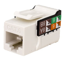Load image into Gallery viewer, Vertical Cable CAT6 RJ45 Keystone Jack, V-Max Series - White Color - (50 pack) High Quality Data Outlet Female
