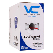 Load image into Gallery viewer, Vertical Cable Cat6, 550 MHz, UTP, 23AWG, Solid Bare Copper,1000ft, Bulk Ethernet Cable - 161 Series, Red 161-108/RD
