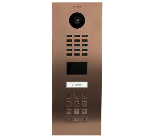 DoorBird IP Video Door Station D2101KVB, Stainless Steel V4A Brushed Bronze - Salt-Water and Grinding dust Resistant - 1 Call Button- Keypad - POE Capable