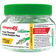 Load image into Gallery viewer, Simply45 Cat 6 UTP Unshielded RJ45 Pass-Through Modular Plug (100-Piece Jar)
