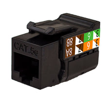 Load image into Gallery viewer, Vertical Cable CAT5E RJ45 Keystone Jack, V-Max Series - Black Color - (50 pack)
