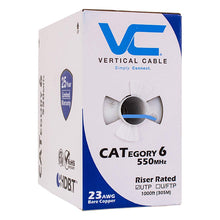 Load image into Gallery viewer, Vertical Cable Cat6, 550 MHz, UTP, 23AWG, Solid Bare Copper, 1000ft, Blue, Bulk Ethernet Cable - 161-102/BL
